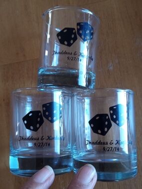 Personalized Dice Glass Favor - Black Dice Design